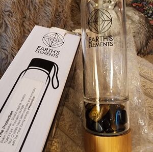 Earth's Elements Glass Water Bottle with Stones